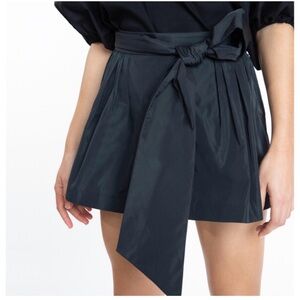 Black Tanya Taylor Nikiya Paperbag Shorts with Statement Sash & Pockets